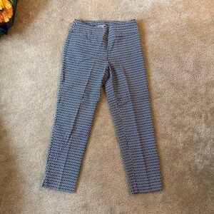 Womens 10 Blue Patterned pull up Dress Pants W Elastic Waist: Work Business
